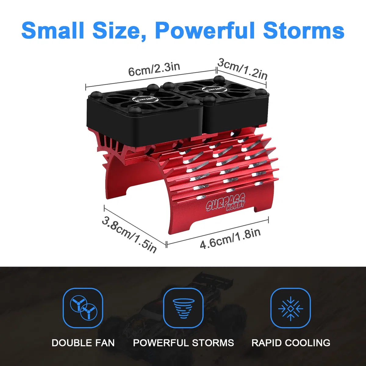 2 ventole per motore RC da 30 mm, con dissipatore di calore in metallo per 4068 4274, dissipatore di calore per motore brushless, RC Car ESC, per motore da 1/8 RC Car Diametro 40-42 mm