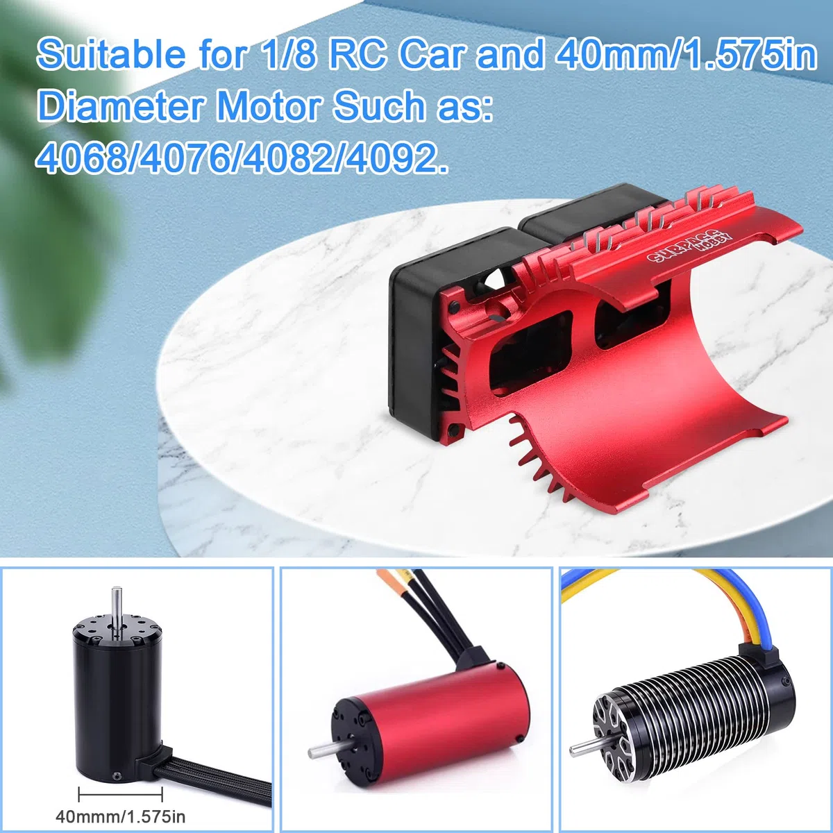 2 ventole per motore RC da 30 mm, con dissipatore di calore in metallo per 4068 4274, dissipatore di calore per motore brushless, RC Car ESC, per motore da 1/8 RC Car Diametro 40-42 mm