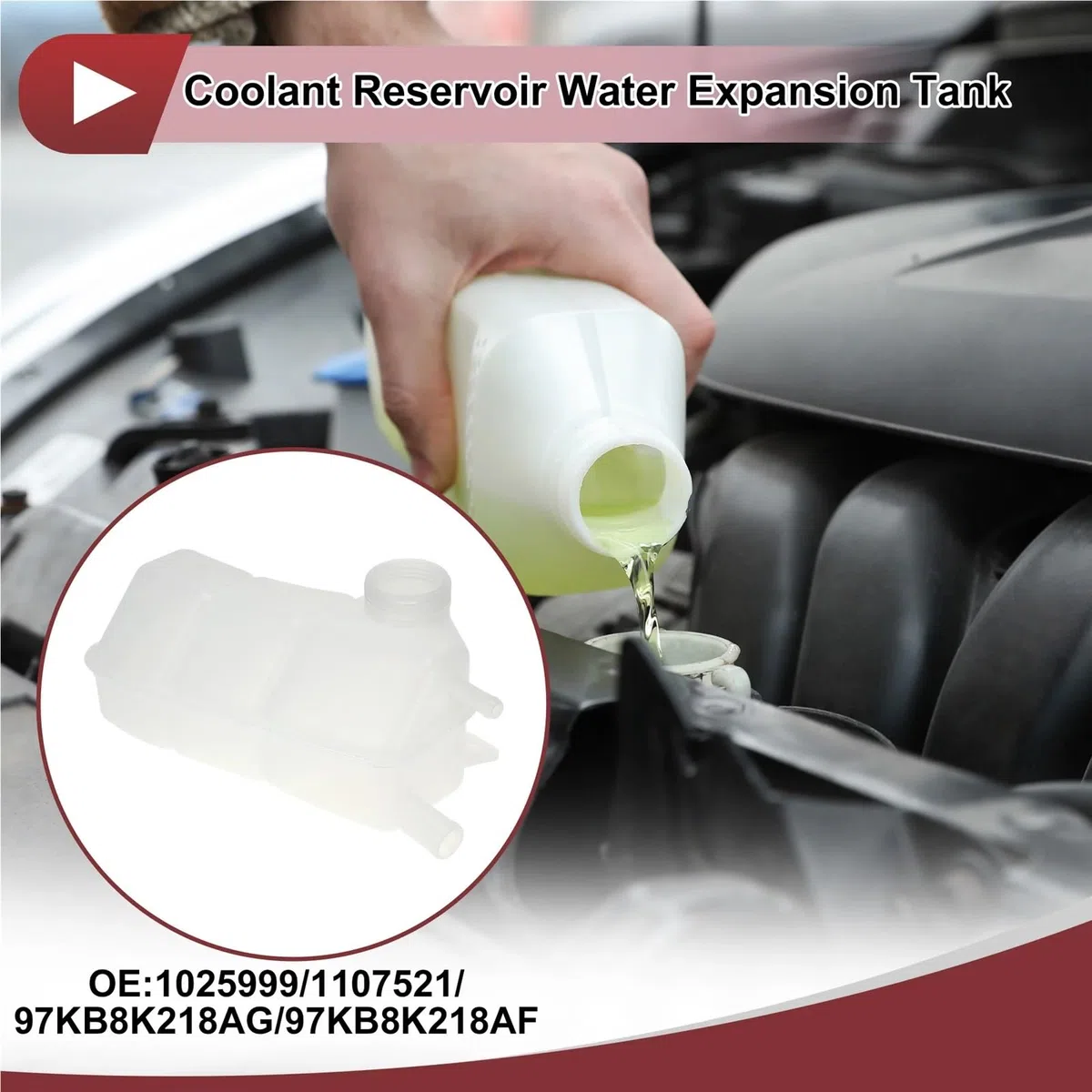 Serbatoio Di Espansione Dell'acqua Del Liquido Di Raffreddamento Del Motore Adatto Per Ford Ka 2001-2008 L4 1.6L Flacone Di Liquido Di Raffreddamento