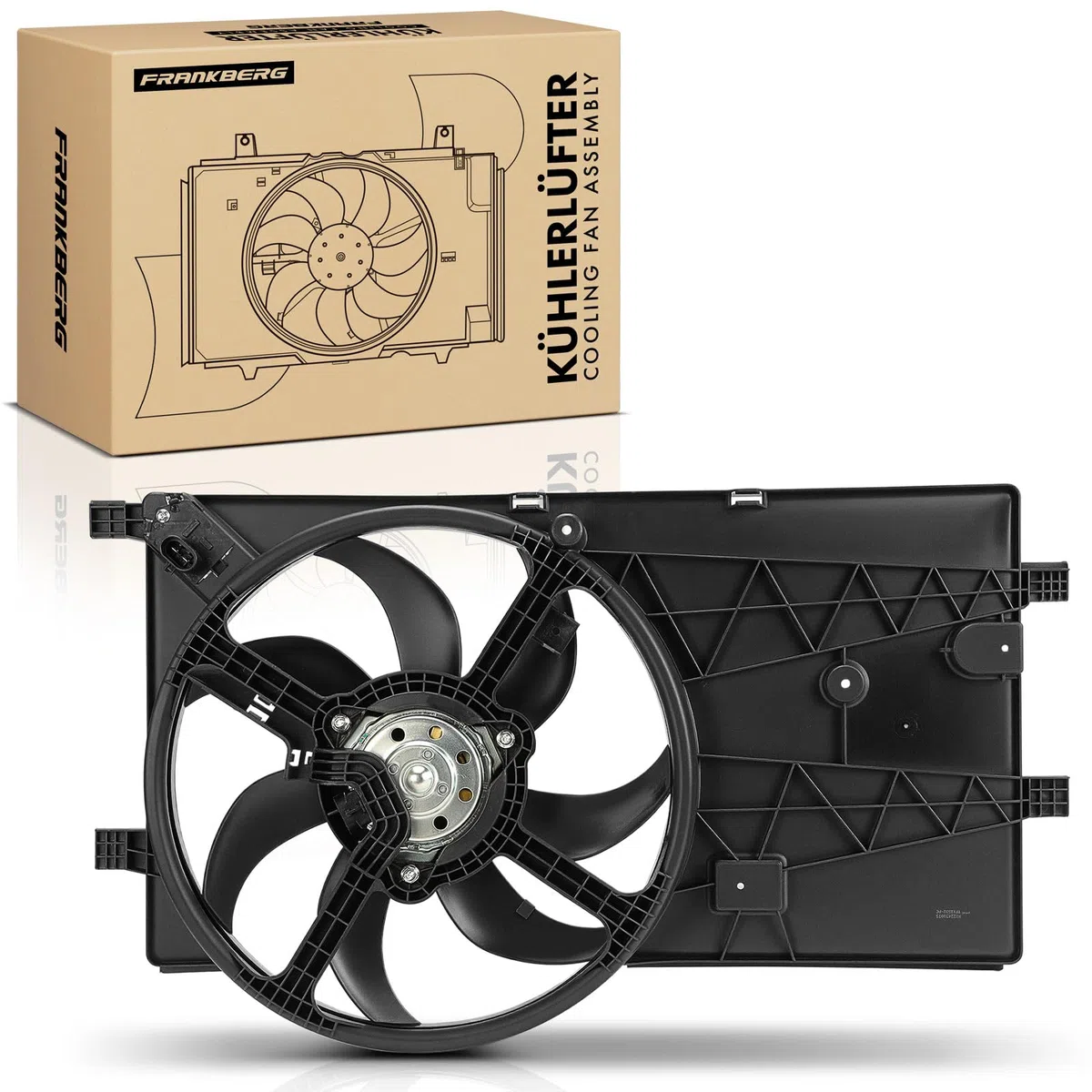 Frankberg Ventola del radiatore ad acqua Compatibile con Bipper Tepee 1.3 HDi 75 Nemo Station Wagon 1.3 HDi 75 Nemo Station Wagon 1.4 HDi Bipper Tepee 1.4 HDi Fiorino MPV 225 JTD MultiJet 1253P5