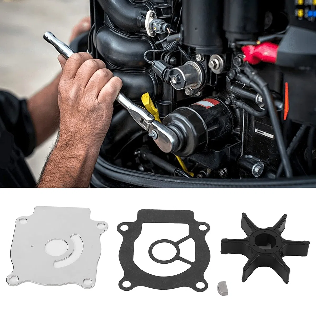 Aramox Kit Riparazione Pompa Acqua per Motore Fuoribordo DT20 DF20 DT25 DF25 DT30 DF30 DT40 DF40 DT50 DF50, Girante con Guarnizione Ricambio 17400-96403