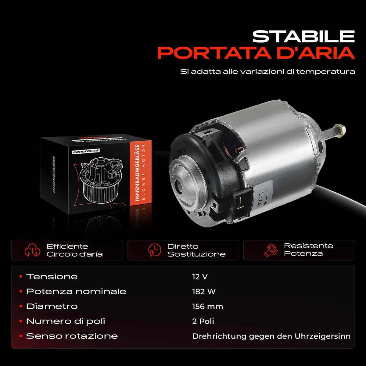 Frankberg - Ventola di riscaldamento compatibile con Xsara Picasso N68 1999-2012 206 CC 2D 2A/C 1998-2007 206 SW 2E/K 2002-2008 307 3A/C 1.4L-2.0L 2000-2014 Sostituzione. 6441N9
