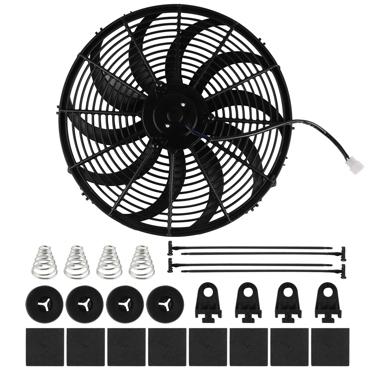 DOCAS 16 pollici 12 V 120 W Ventola di raffreddamento per auto, Raffreddatore Aria Motore Ventilatore universale, con 10 lame curve per auto, campeggio, auto, con kit di montaggio