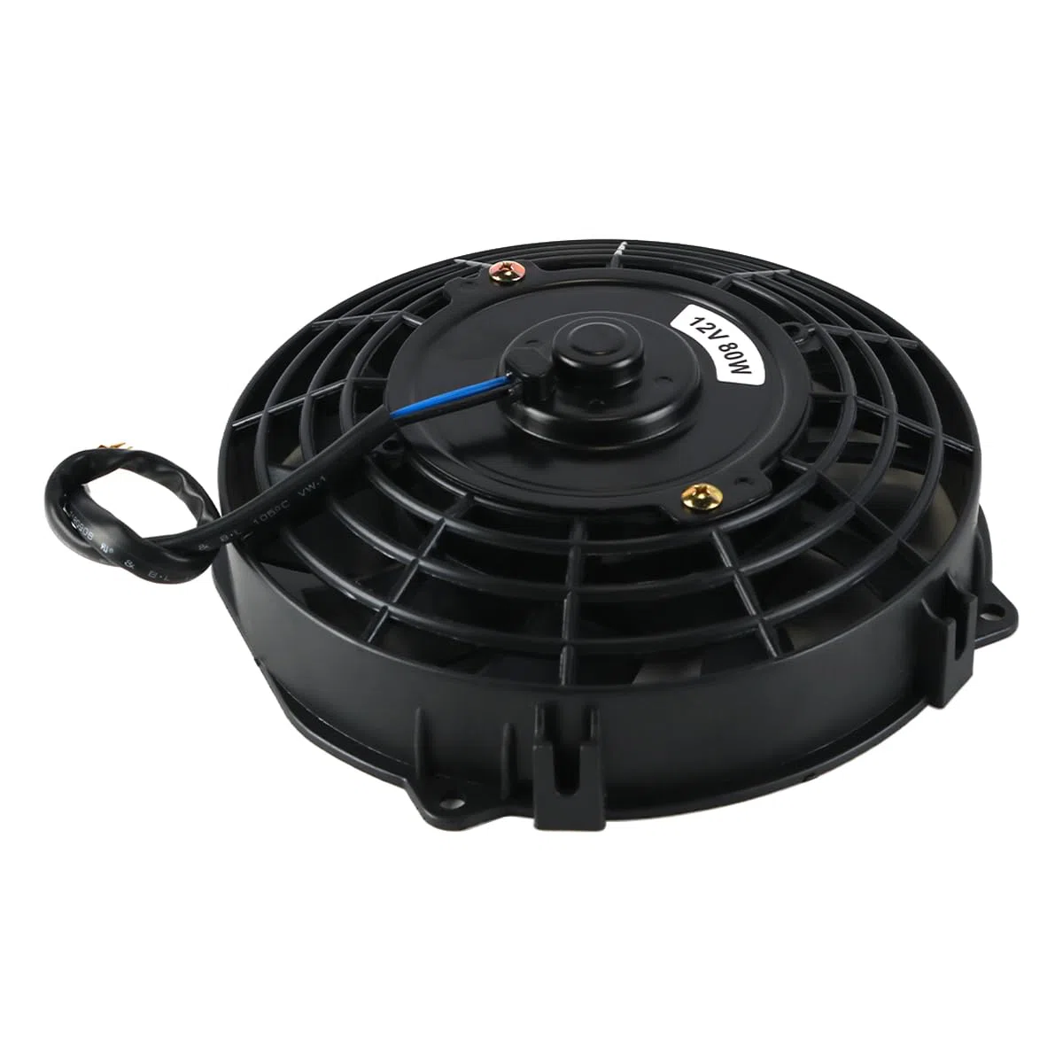 Ventola di raffreddamento per radiatore elettrico sottile da 7" 12v 80w - Ventola universale per motore a lama curva con kit di montaggio ABS nero per auto, camion, sistemi HVAC