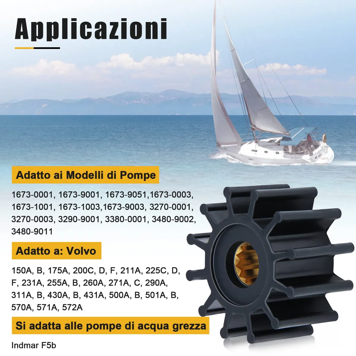 Girante per Pompa dell’Acqua, 12 Lame, 09-1027B 09-1027B-1 OMC 3588256