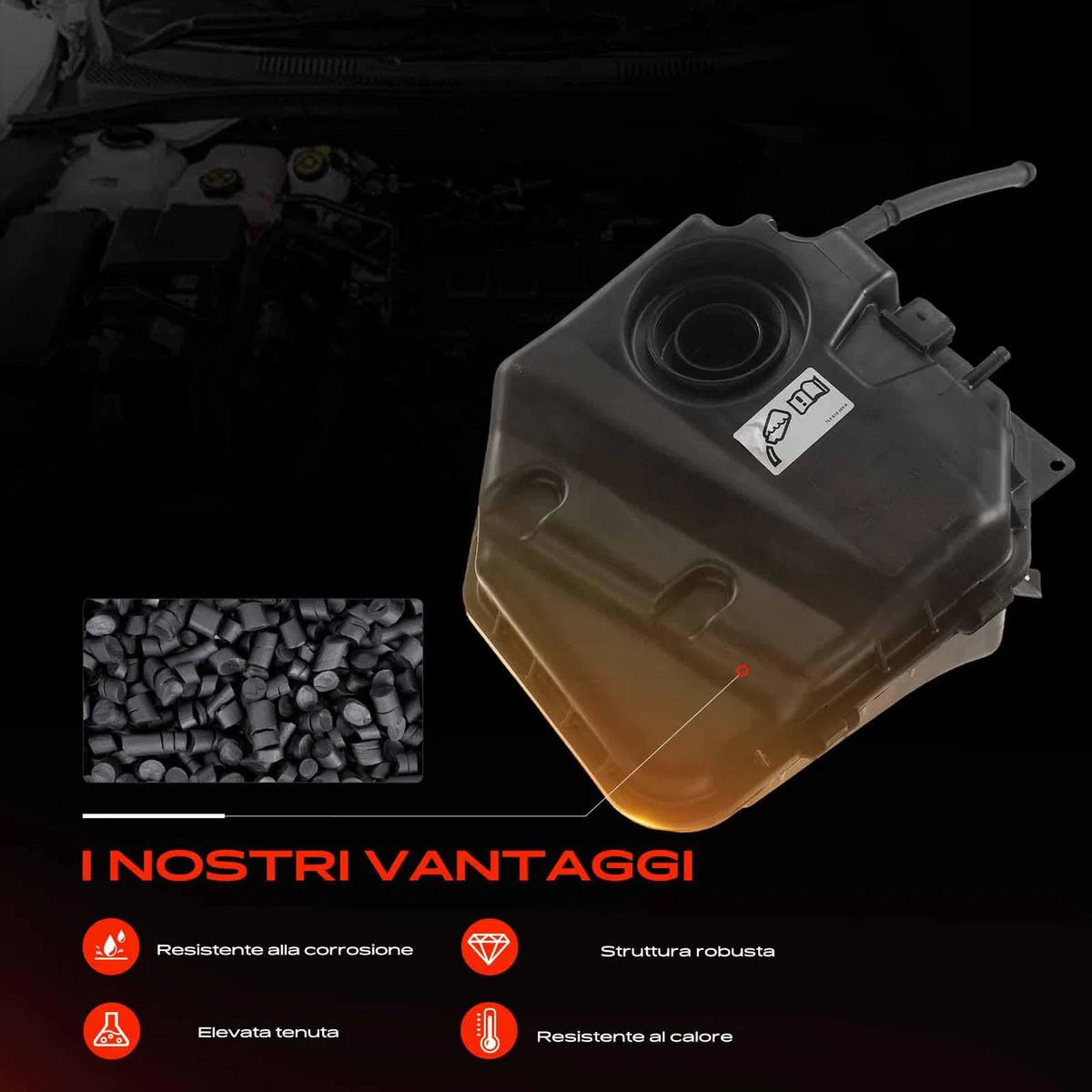 Frankberg Serbatoio di Espansione Refrigerante Contenitore per refrigerante Compatibile con Touare.g 7L6 7L7 7LA 3.0L Q7 4LB 3.0L Touare.g 7L6 7L7 7LA 2.5L Ca.y.e.n.n.e 9PA 3.2L Q7 4LB 4.1L 7L0121407E