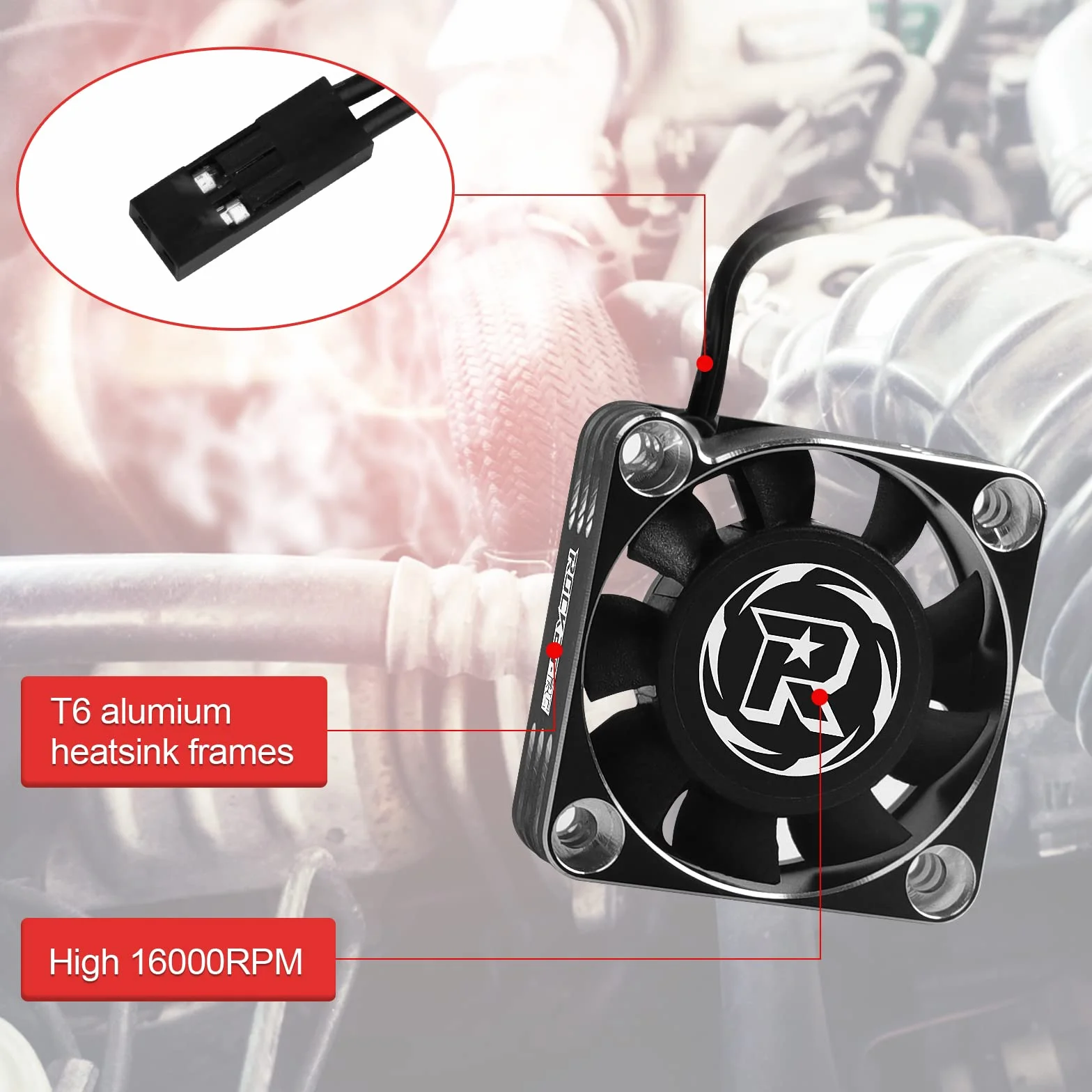 Ventola motore RC, Ventola di Raffreddamento Motore RC, 40 mm 16000 RPM 3650 540 550 ESC dissipatore di calore motore Brushless Ventola per 1/12 1/10 1/8 Scale RC Auto (argento nero)