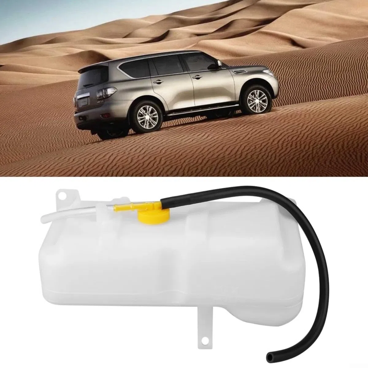 Serbatoio di espansione del liquido refrigerante in plastica a doppio tubo per Nissan Patrol Y60 88-97 per Ford Maverick 88-94 2.8L 3.0L 4.2L Motore sostituisce 17931-NI020DO Bianco