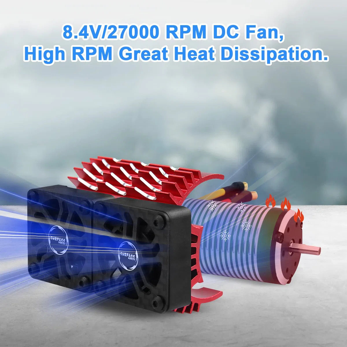 2 ventole per motore RC da 30 mm, con dissipatore di calore in metallo per 4068 4274, dissipatore di calore per motore brushless, RC Car ESC, per motore da 1/8 RC Car Diametro 40-42 mm