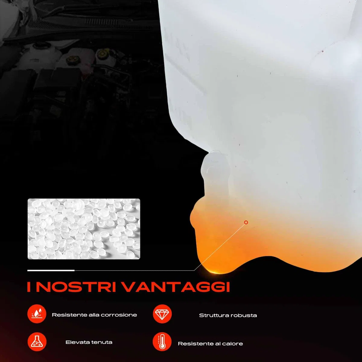 Frankberg Serbatoio di Espansione Refrigerante Intestazione Serbatoio Raffreddamento Compatibile con Micra II K11 1.0i 16V 1.3i 16V 1.5 D 1.0 1.4i 16V 1992-2003 Replace# 2171041B00,2171043B01