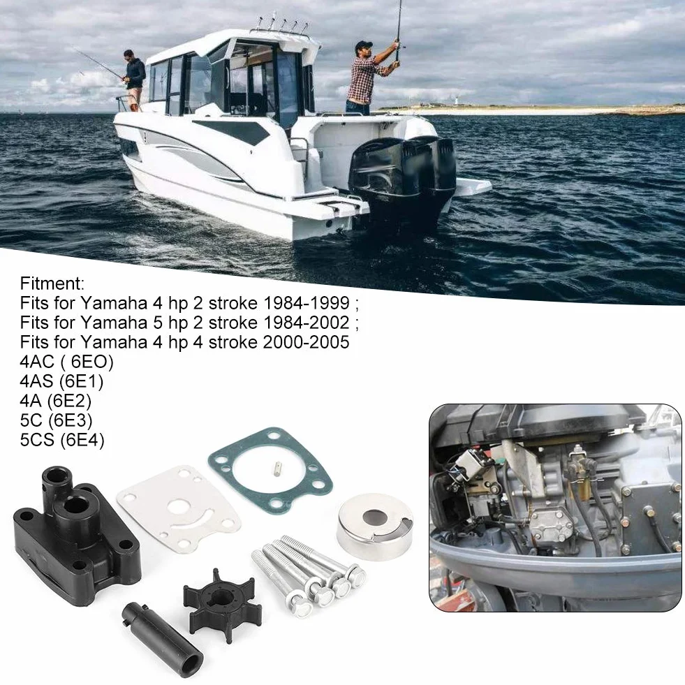 Qiilu Kit di riparazione della girante della pompa dell'acqua, 6E0-W0078- Kit di riparazione della girante della pompa dell'acqua fuoribordo Adatto per 4 CV 5 CV 2A 4C fuoribordo