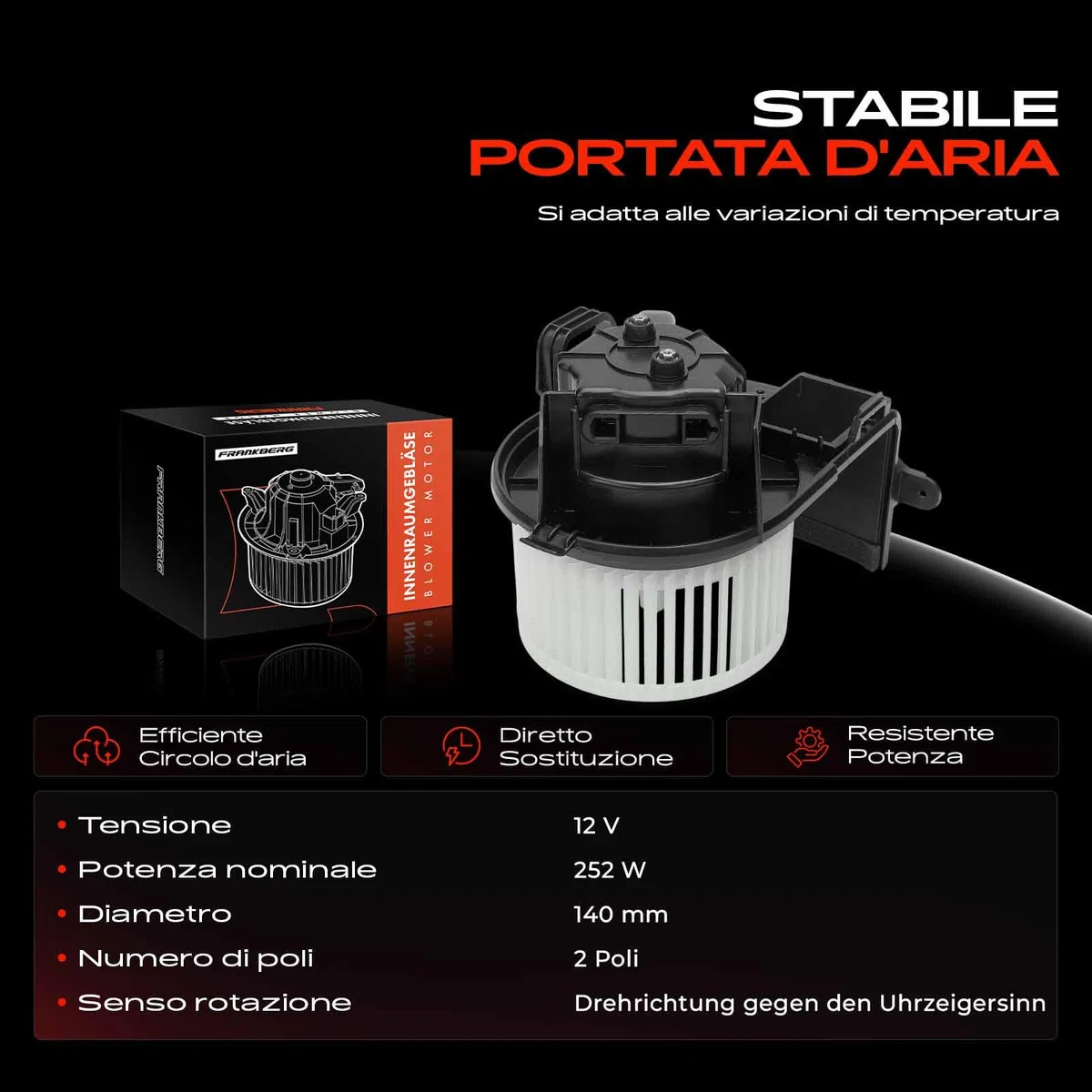 Frankberg Motore del ventilatore Compatibile con Qashqai II SUV J11 J11 1.2 DiG-T 1.6 dCi 1.6 DiG-T 1.5 dCi 1.6 dCi ALL MODE 4x4-i 2.0 2.0 ALL MODE 4x4-i 2013-2025 27226-4EM0A,272264BG0B