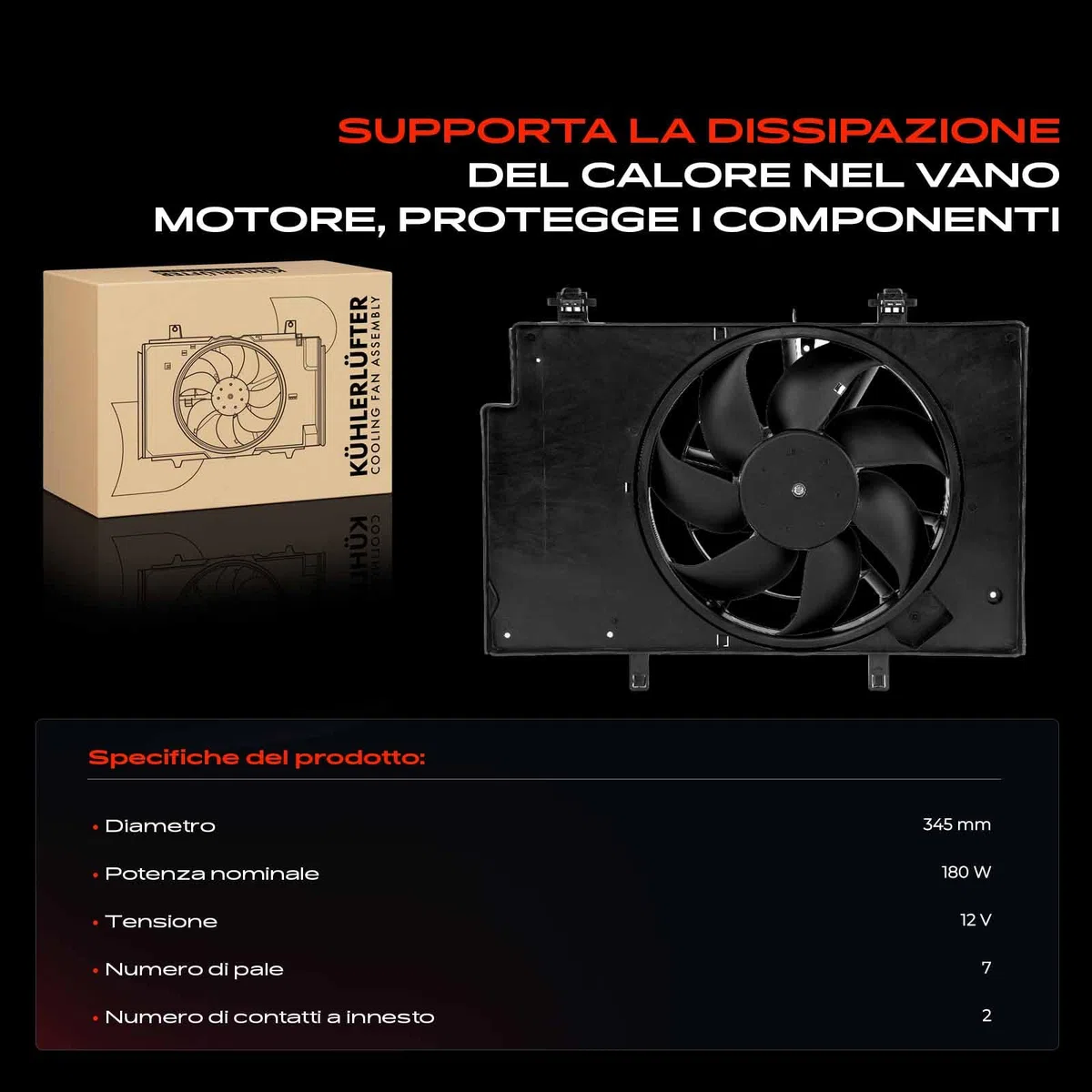 Frankberg Ventola di raffreddamento Ventola Radiatore ad acqua Compatibile con Fiesta VI CB1 CCN 1.2L Fiesta VI CB1 CCN 1.4L Fiesta VI CB1 CCN 1.6L B-Max JK 1.6L Fiesta VI CB1 CCN 1.5L Replace# 622500