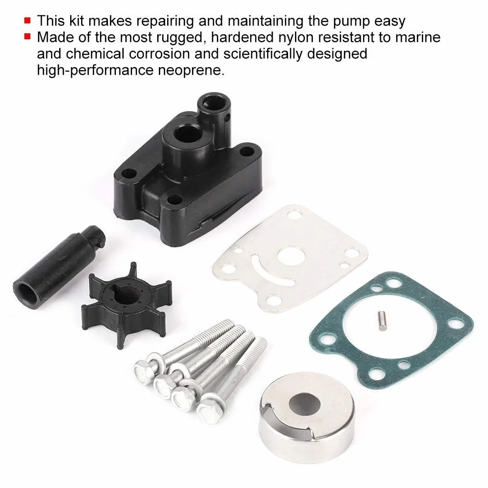 Qiilu Kit di riparazione della girante della pompa dell'acqua, 6E0-W0078- Kit di riparazione della girante della pompa dell'acqua fuoribordo Adatto per 4 CV 5 CV 2A 4C fuoribordo