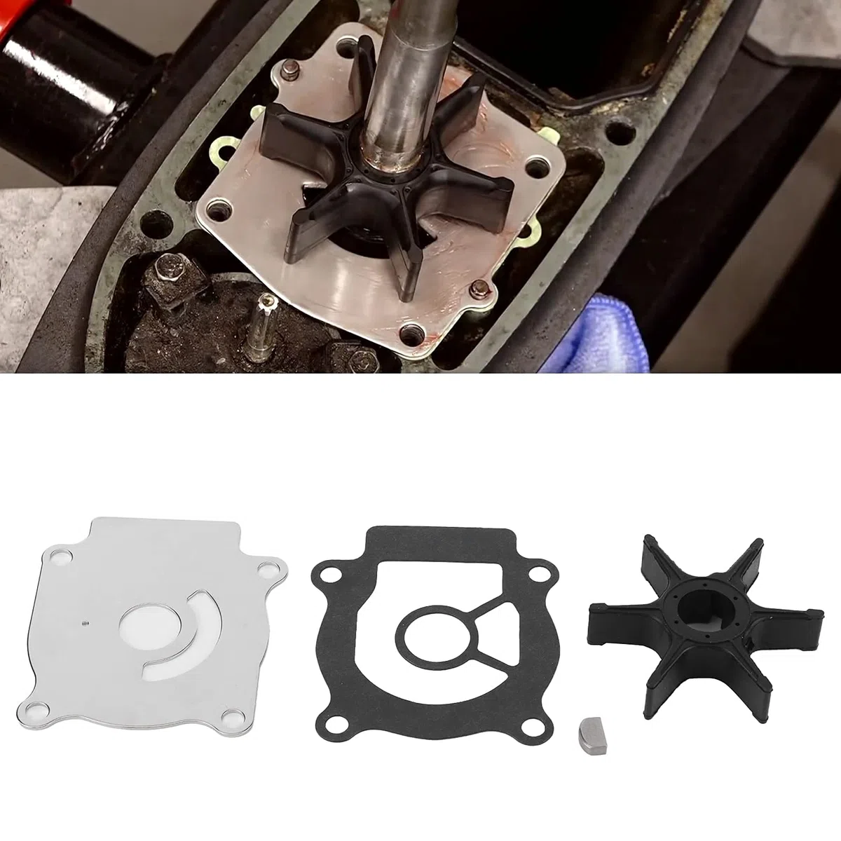 Aramox Kit Riparazione Pompa Acqua per Motore Fuoribordo DT20 DF20 DT25 DF25 DT30 DF30 DT40 DF40 DT50 DF50, Girante con Guarnizione Ricambio 17400-96403